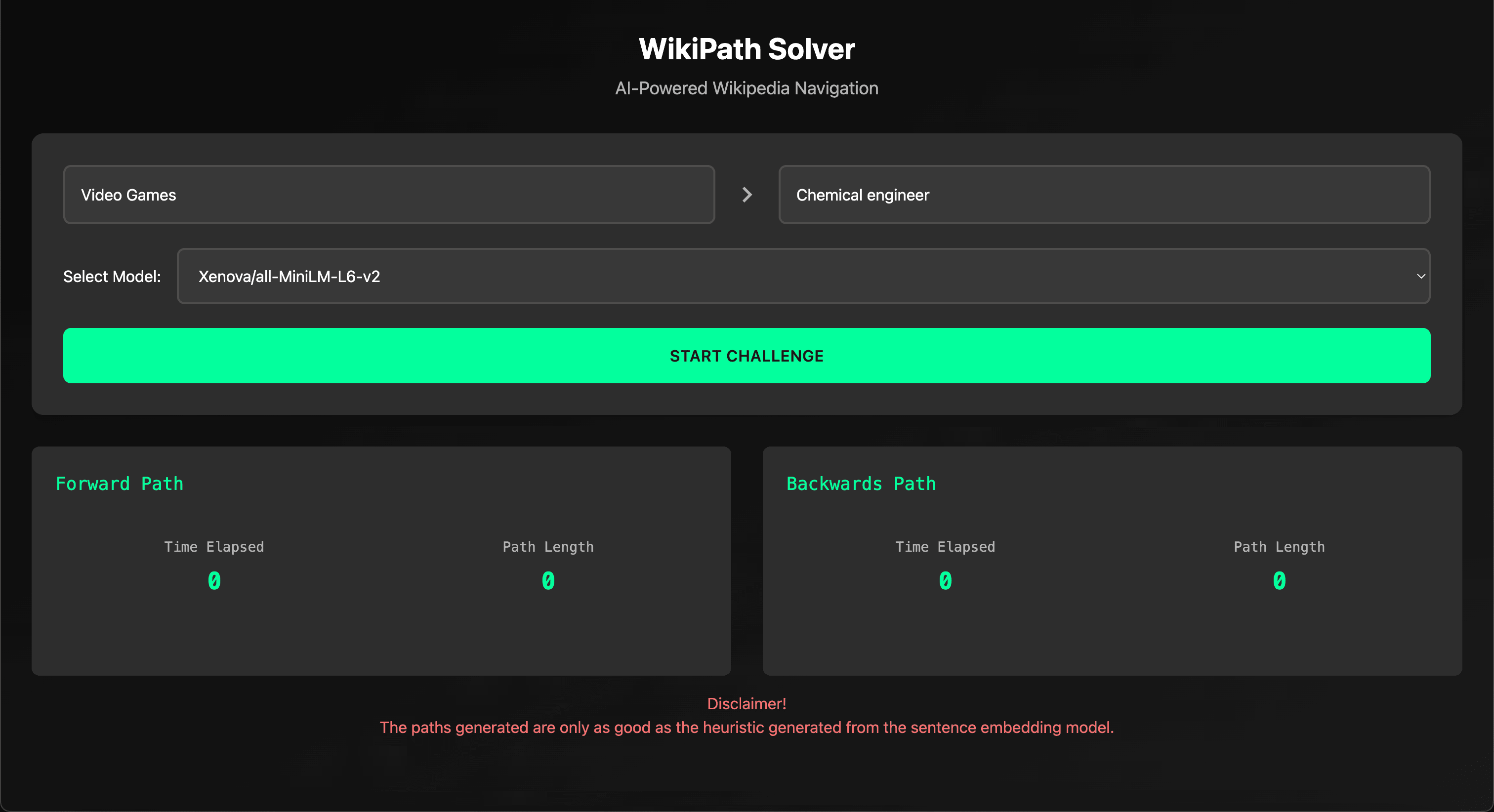 AI Wikipedia Game Solver